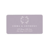 Formele  Lavendel Monogram Bruiloft Script Etiket (Voorkant)