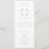 Formele  Lavendel Monogram Trouwprogramma Programmakaart (Voorkant)