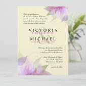 Formele lavender Ivory Floral Wedding Invitations Kaart (Staand voorkant)