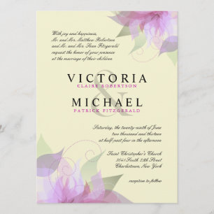 Formele lavender Ivory Floral Wedding Invitations Kaart