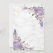 Formele lavender Lila marmer Gold Floral Wedding Kaart (Achterkant)
