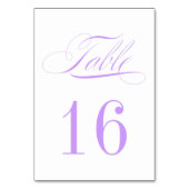 Formele Lavender Paars en White Table Number Kaart (Achterkant)