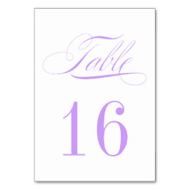 Formele Lavender Paars en White Table Number Kaart