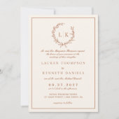 Formele Leaf Crest Terracotta & Cream Wedding Kaart (Voorkant)