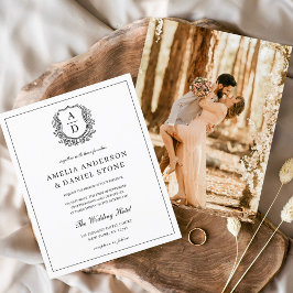 Formele Leafy Crest Monogram Fotobruiloft Flyer