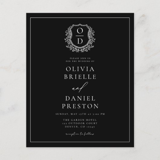 Formele Leafy Crest Monogram Wedding QR-code (Voorkant)
