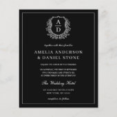 Formele Leafy Crest Monogram Wedding QR-code Flyer (Voorkant)