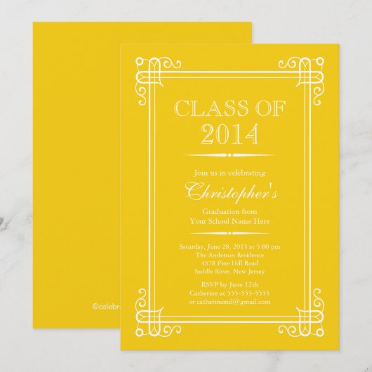 Formele legant-klasse 2014 van de Graduation Party Kaart (Voorkant / Achterkant)