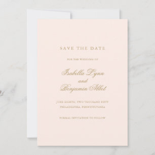 Formele legant Non-Photo Gold Blush Wedding Save The Date