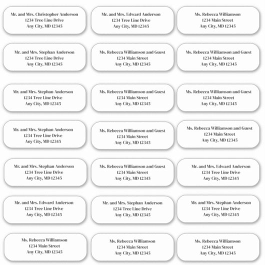 Formele lettertype Huwelijksenvelop Adresstickers Sticker (Voorkant)