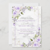 Formele Lila lavender Gold Marble Floral Wedding I Kaart (Voorkant)