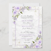 Formele Lila lavender Gold Marble Floral Wedding I Kaart (Voorkant)