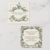 Formele Lush Blue Green Wreath Event Planner Vierkante Visitekaartje (Voorkant / Achterkant)