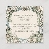 Formele Lush Blue Green Wreath Event Planner Vierkante Visitekaartje (Achterkant)