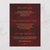 Formele luxe bordeaux gouden bruiloft gasten detai informatiekaartje (Voorkant)