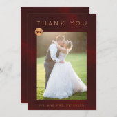 Formele luxe bordeauxkoper gouden trouwfoto bedankkaart (Voorkant / Achterkant)