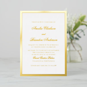 Formele Luxe Gold Border Script Wedding Folie Uitnodiging