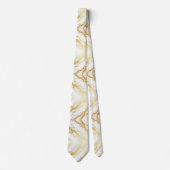 Formele Luxe Herenkraagdas | Marmer Wit & Goud Stropdas (Voorkant)