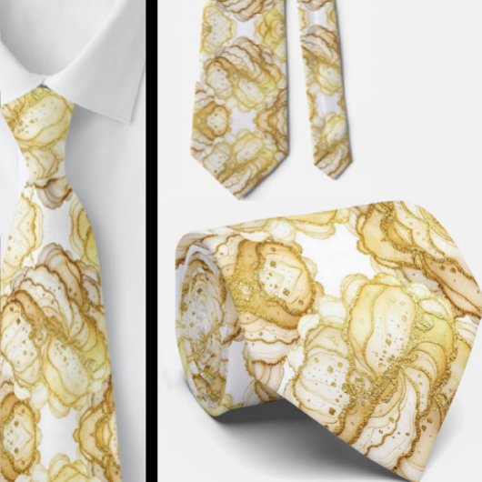 Formele luxe stropdas | Marmer wit & goud