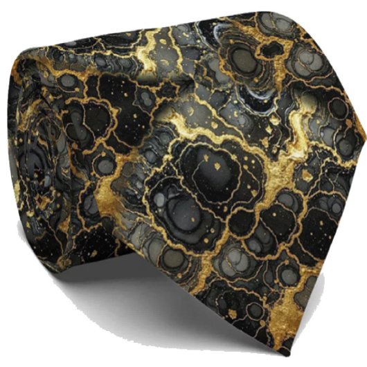 Formele luxe stropdas | Marmer zwart & goud