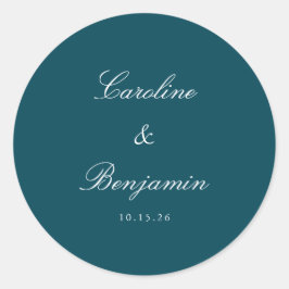 Formele Manuscript Elegant Wedding Aangepast Blauw Ronde Sticker