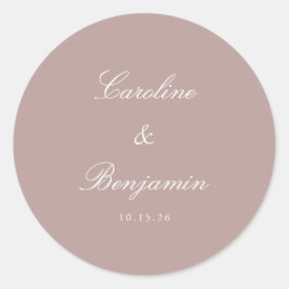 Formele Manuscript Elegant Wedding Custom Dusty Ma Ronde Sticker