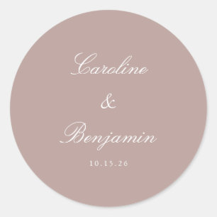 Formele Manuscript Elegant Wedding Custom Dusty Ma Ronde Sticker
