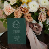 Formele maragdalgroene leafy Crest Monogram Wedden Kaart