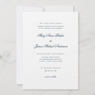 Formele Marine blauw en wit bruiloft Kaart