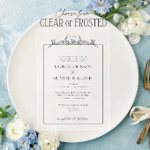 Formele Marine Blauwe Bloemen Grens Monogram Huwel Acryl Uitnodigingen