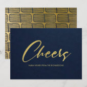 FORMELE MARINE FAUX GOLD MINIMALE KALLIGRAFIE GEJU FEESTDAGENKAART (Voorkant / Achterkant)