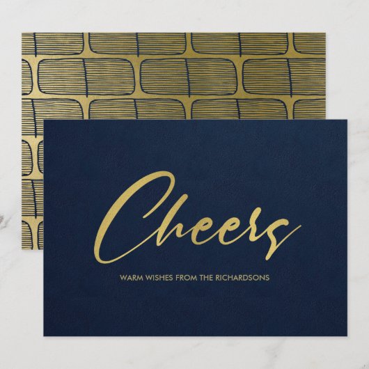 FORMELE MARINE FAUX GOLD MINIMALE KALLIGRAFIE GEJU FEESTDAGENKAART (Voorkant / Achterkant)