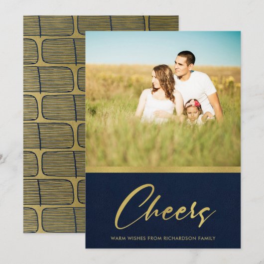 FORMELE MARINE FAUX GOUD MINIMALE PROOST FOTO FEESTDAGENKAART (Voorkant / Achterkant)