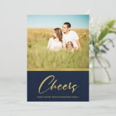 FORMELE MARINE FAUX GOUD MINIMALE PROOST FOTO FEESTDAGENKAART (Staand voorkant)