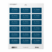 Formele marineblauw en wittrouwadres etiket (Full Sheet)