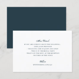 Formele marineblauw kalligrafie Elegant Wedding Informatiekaartje