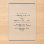 Formele marineblauwklassieke bruiloft acryl uitnodigingen (Voorkant)