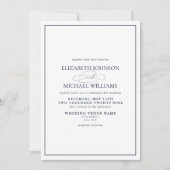 Formele marineblauwklassieke bruiloft kaart (Voorkant)