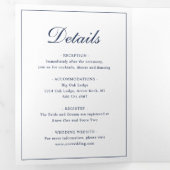 Formele marineblauwmonogram Foto Elegant Wedding Drieluik Uitnodiging (Binnenzijde eerst)