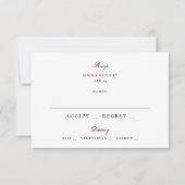 Formele maroon Plum Calligraphy Elegant Wedding RSVP Kaartje (Voorkant)