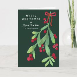 Formele Merry Christmas Mistletoe Corporate Green Feestdagen Kaart