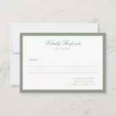 Formele Minimal Sage Green Border Script Wedding RSVP Kaartje (Voorkant)