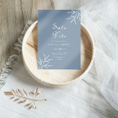 Formele minimale giftblauwe bruiloft sparen de dat kaart