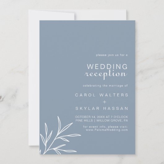 Formele minimale opslag van een blauwe bruiloft kaart (Voorkant)