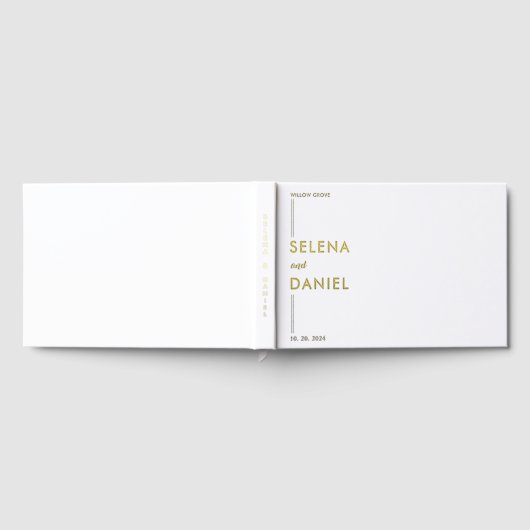 Formele minimalistische bruiloft gouden folie gastenboek (Volledig)