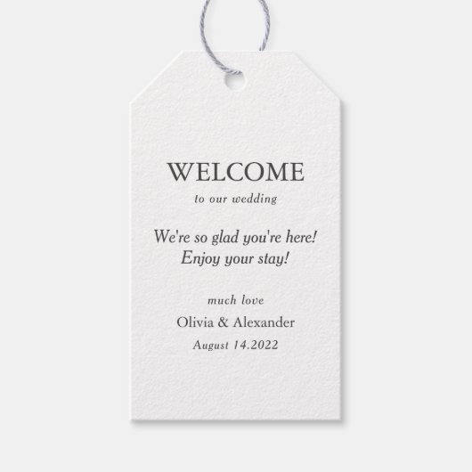 Formele minimalistische elegante bruiloft Welkom Cadeaulabel (Voorkant)