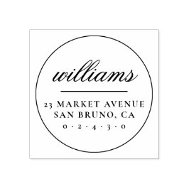 Formele minimalistische familienaam rond retour ad rubberstempel