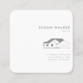 Formele minimalistische grijs-witte makelaar vierkante visitekaartje (Voorkant)