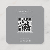 Formele minimalistische grijs-witte makelaar vierkante visitekaartje (Achterkant)