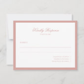 Formele Minimalistische Stof Roze Rand Script Brui RSVP Kaartje (Voorkant)